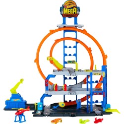 Mattel Hot Wheels Mega Loop Garage Playset With 1 Die-cast Toy Car & 1 Toy Helicopter in 1:64 Scale JBM74 194735264162