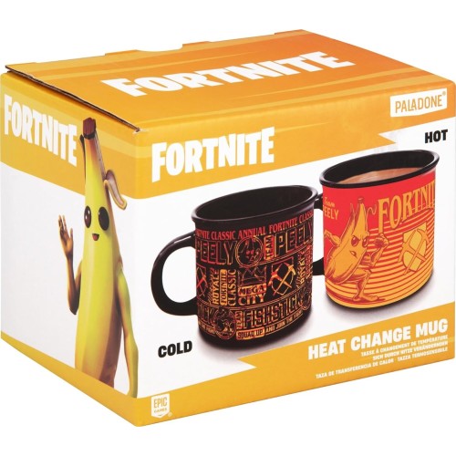 paladone fortnite peely and fishstick heat  mug 350ml, officially licensed  104460 5056577756647