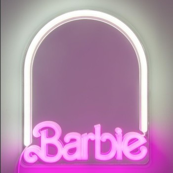 paladone barbie led neon light up wall mirror, officially licensed  home an 104444 5056577755985