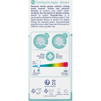 Chicco οδοντόκρεμα μήλο-μπανάνα 50ml χωρίς φθόριο για 6-24 μηνών L80-12101-00 8058664175567