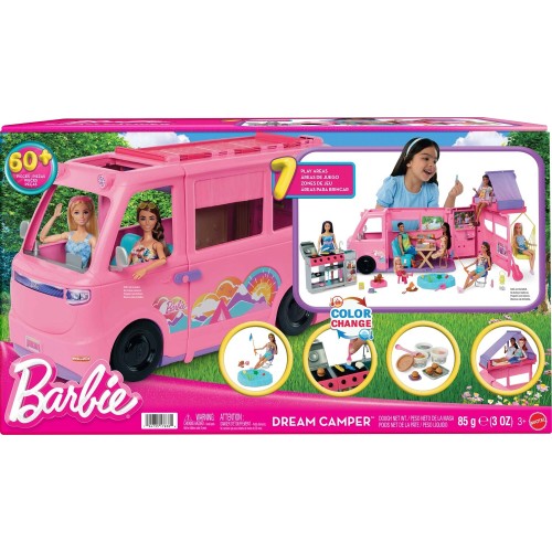 Mattel Barbie Dream Camper Playset With Roof Tent, BBQ Grill With Color-change Feature & 60+ Accessories HRJ78 194735178384