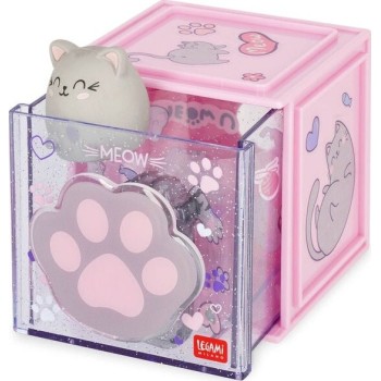 Legami Stackable Desk Storage Box - Cutie Cube - Kitty SBX0003 8052694030315