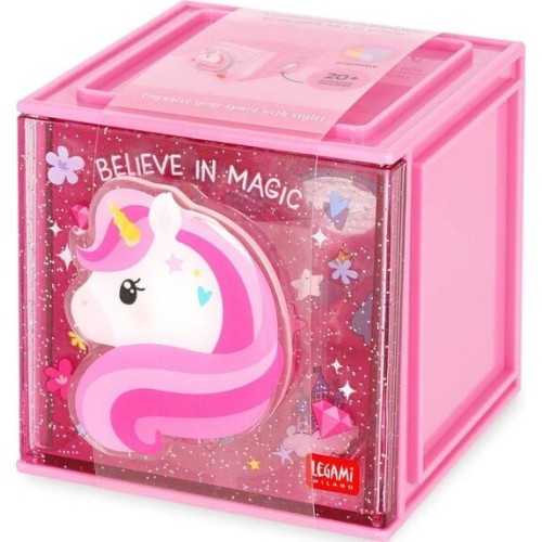 Legami Stackable Desk Storage Box - Cutie Cube - Unicorn SBX0001 8052694030292
