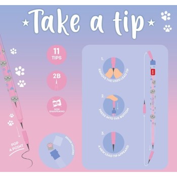 Legami Stackable Pencil with Eraser - Take a Tip - Kitty STEKIT1 / STE0001 8052694030469