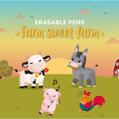 Legami Set of 4 Erasable Gel Pens Farm Sweet Farm - Erasable Pen EPSETKIT11 8052694026592