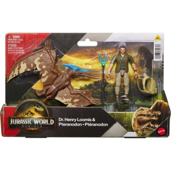 Mattel Jurassic World Rebirth Dr. Loomis & Pteranodon Figures Pack, Movie Accurate 3.75-Inch Scale JGB82 / JGB83 194735309757