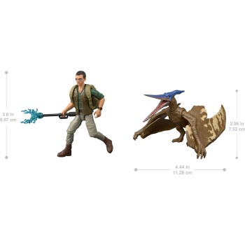 Mattel Jurassic World Rebirth Dr. Loomis & Pteranodon Figures Pack, Movie Accurate 3.75-Inch Scale JGB82 / JGB83 194735309757
