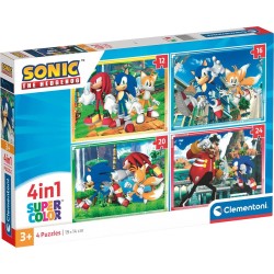 Clementoni Sonic The Hedgehog παιδικό παζλ 4 in 1 super color sonic 12-16-20-24 τμχ 1200-21522 8005125215225