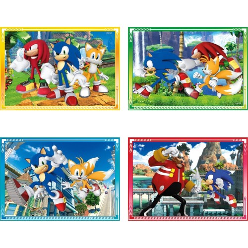Clementoni Sonic The Hedgehog Children's Puzzle 4 in 1 Super Color ...
