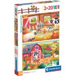 Clementoni παιδικό παζλ super color στη φάρμα 2x20 τμχ 1200-24818 8005125248186