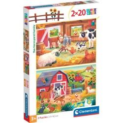 Clementoni Children's Super Color Puzzle on 2x20 pcs Farm 1200-24818 8005125248186