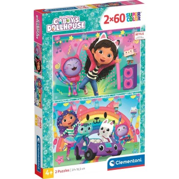 Clementoni Children's Puzzle Super Color Dreamworks Gabbys Dollhouse 2x60 pcs 1200-24819 8005125248193