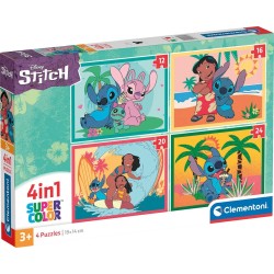 Clementoni Παιδικό Παζλ 4 In 1 Super Color Disney Stitch 12-16-20-24 Τμχ 1200-21745 8005125217458