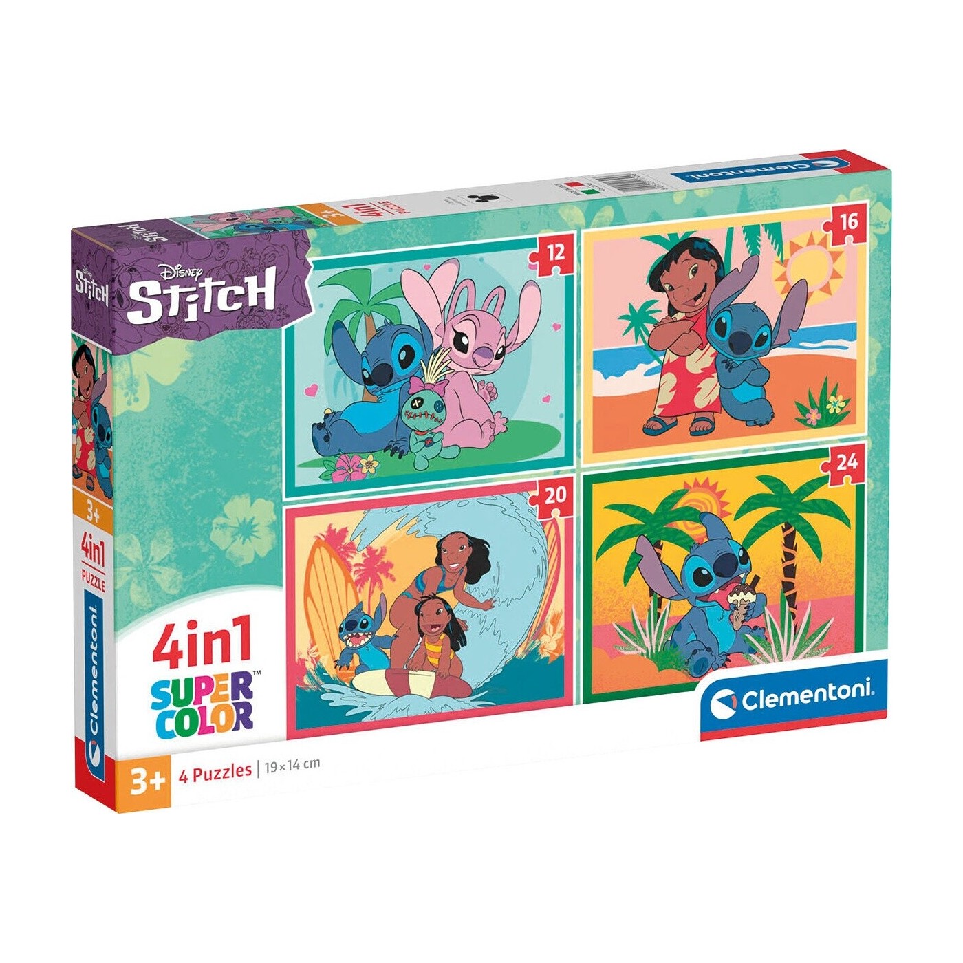Clementoni Children's Puzzle 4 In 1 Super Color Disney Stitch 12-16-20 ...