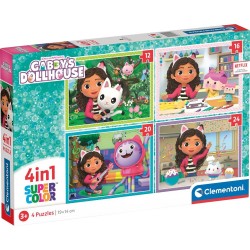Clementoni παιδικό παζλ 4 in 1 super color dreamworks gabbys dollhouse 12-16-20-24 τμχ 1200-21524 8005125215249