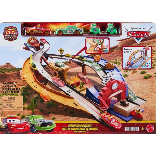 Mattel Disney Cars Disney Pixar Cars Disney And Pixar Cars Radiator Springs Race & Rescue Rescue Road Raceway Playset With 4 Toy