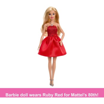 Barbie Mattel 80th Anniversary Ruby-red Celebration Fashion Doll Wearing Red Dress With Accessories JGD25 194735311200