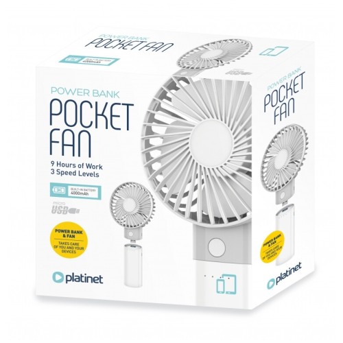 Platinet Rechargeable Desk Fan With Powerbank 4000 Mah White PRDF6107 5907595452373