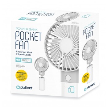 Platinet Rechargeable Desk Fan With Powerbank 4000 Mah White PRDF6107 5907595452373