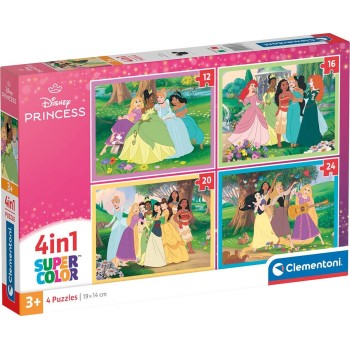 Clementoni Children's Puzzle 4 in 1 Super Color Disney Princess 12-16-20-20-24 pcs 1200-21746 8005125217465