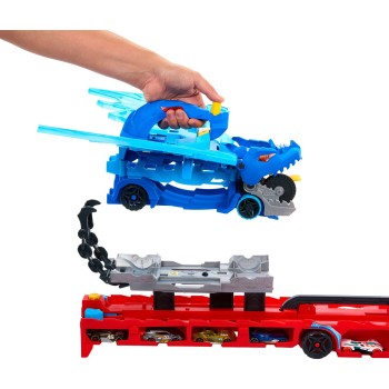 Mattel Hot Wheels City Ultimate Dual Dragon Transporter & 2 1:64 Scale Toy Cars JBM72 194735264179