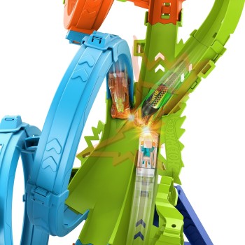 Mattel Hot Wheels Action 4-loop Crash Out Track Set With Motorized Booster & 1:64 Scale Toy Car HXR70 194735237166