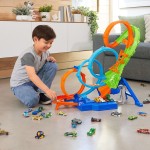 Mattel Hot Wheels Action 4-loop Crash Out Track Set With Motorized Booster & 1:64 Scale Toy Car HXR70 194735237166