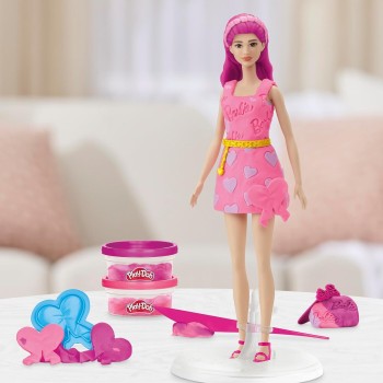 Hasbro Play-Doh Barbie Hearts And Hair Doll Set G1354 / G1357 5010996315670