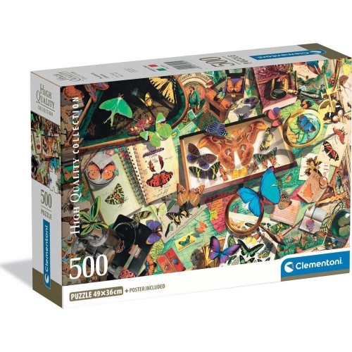 Clementoni παζλ high quality collection συλλέκτης πεταλούδων 500 τμχ - compact box 1220-35581 8005125355815