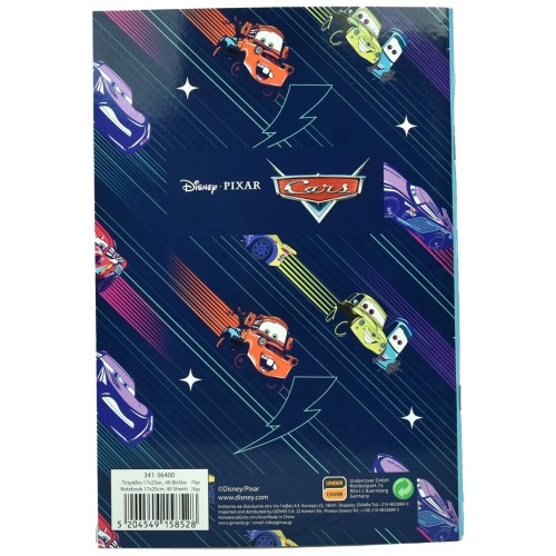 GIM Notebook 17x25cm Cars 341-36400 5204549158528