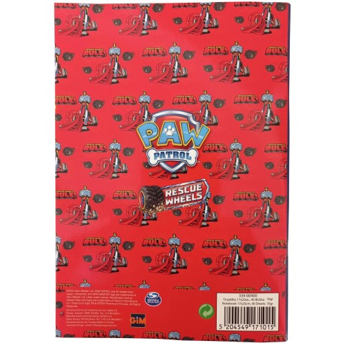 gim τετράδιο 17x25cm paw Patrol Rescue Wheels 334-00400 5204549171015