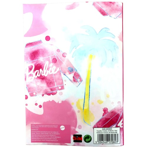 gim τετράδιο 17x25cm Barbie Paints 349-89400 5204549170803