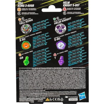 Hasbro Beyblade X Yell Kong 3-60Gb And Helm Knight 5-80T Top Dual Pack Set, Includ F9586 / G0198 5010996260130