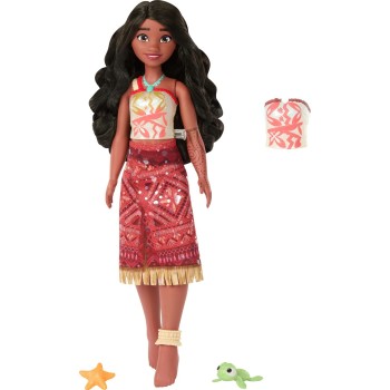 Mattel Disney Princess Disney Vaiana 2 Toys, Swimming Tautai Vaiana Fashion Doll With 2 Accessories & Color-change Bodice JFF09 