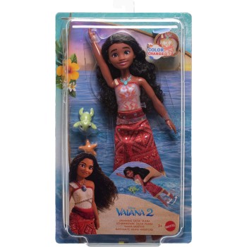 Mattel Disney Princess Disney Vaiana 2 Toys, Swimming Tautai Vaiana Fashion Doll With 2 Accessories & Color-change Bodice JFF09 