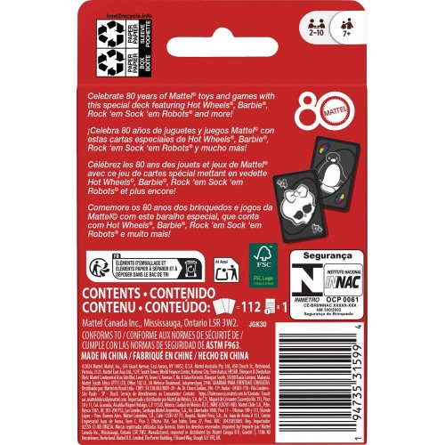 Mattel Uno 80 Χρόνια Games Επιτραπέζιο Παιχνίδι Παιχνίδι Καρτών JGK30 194735315994