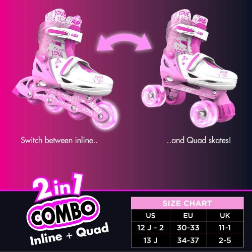 yvolution neon combo 2 σε 1 αυξομειούμενα πατίνια - ροζ 30-33 53.NT09P4 0810012241854