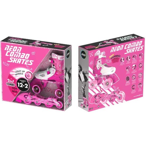 yvolution neon combo 2 σε 1 αυξομειούμενα πατίνια - ροζ 30-33 53.NT09P4 0810012241854