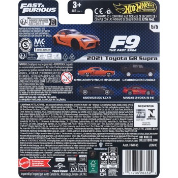 Mattel Hot Wheels Fast & Furious Cars, Premium Car For Adult Collectors 2020 Toyota Supra HNW46 / JBM00 194735263509