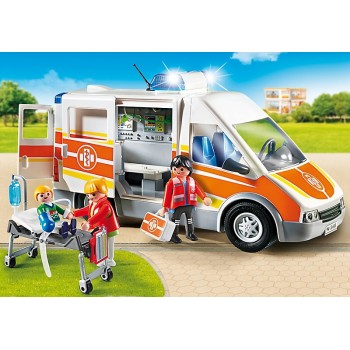 Playmobil Ασθενοφόρο Με Σειρήνα Και Φάρο Που Αναβοσβήνει 6685 4008789066855