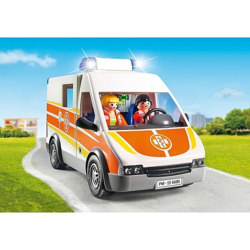 Playmobil Ασθενοφόρο Με Σειρήνα Και Φάρο Που Αναβοσβήνει 6685 4008789066855