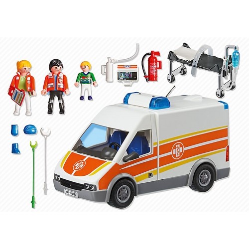Playmobil Ασθενοφόρο Με Σειρήνα Και Φάρο Που Αναβοσβήνει 6685 4008789066855