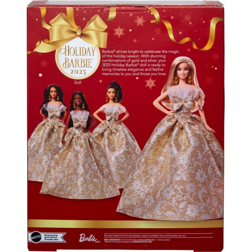 Mattel Barbie Signature 2025 Holiday Fashion Doll, Seasonal Collector, Blonde With Silver & Gold Gown JBH95 194735260966
