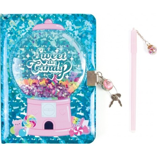Make it Real - 3c4g | Bubble Gum Glitter Locking Journal With Pen 12052 638241120524
