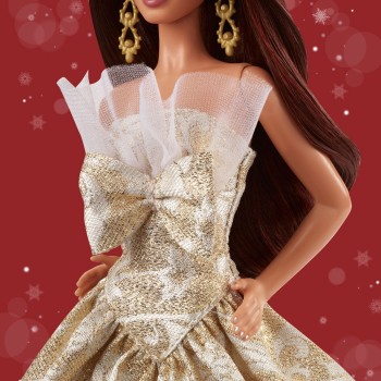 Mattel Barbie Signature 2025 Holiday Barbie Fashion Doll, Seasonal Collector, Dark Brown Hair With Silver & Gold Gown JBH97 1947