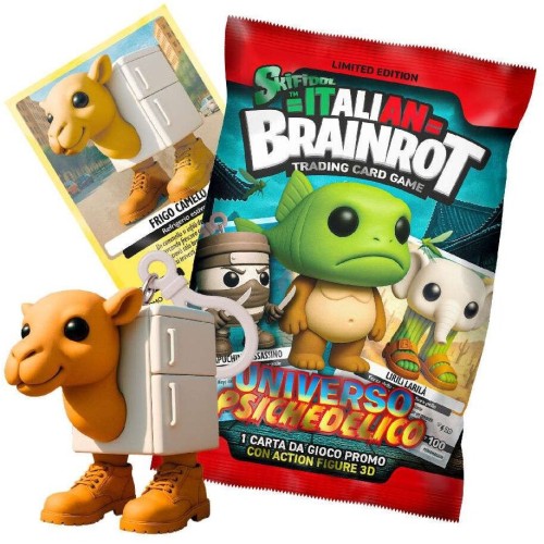 Giochi Preziosi Skifidol Italian Brainrot Trading Card Game Sachet With 1 3D Cuties Collective Keyboard Figure & 1 Collective Ca
