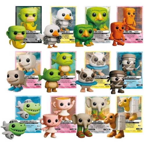 Giochi Preziosi Skifidol Italian Brainrot Trading Card Game Sachet With 1 3D Cuties Collective Keyboard Figure & 1 Collective Ca