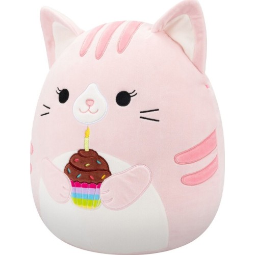 Squishmallows - Plush Celebration (5 Designs) 19cm - Jazwares Laura The Tabby Cat With Cupcake, Laura the Cat, Sqcr07775, JWSQ79