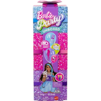 Mattel Barbie Party Unboxed Glam Party Series Purple Sparkle Doll & Accessories With 10 Surprises JFY66 194735308668