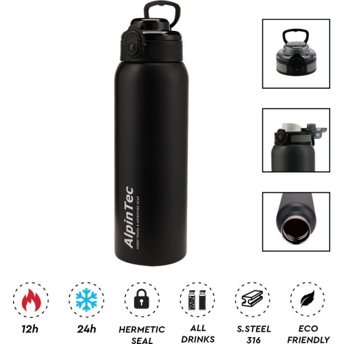 Alpintec 1000Ml Wayfarer 316/304 Black TH-1000-BL 4891321283847